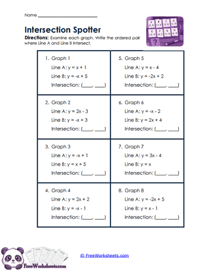Intersection Points Worksheet