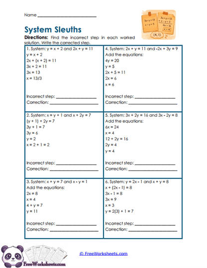 Error Systems Worksheet