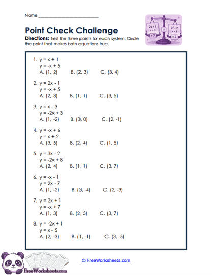 Point Test Worksheet