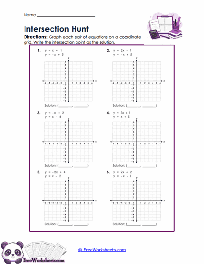 Graph Intersections Worksheet