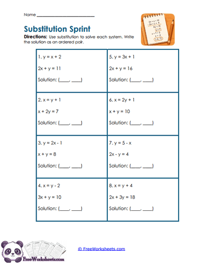 Substitute Systems Worksheet