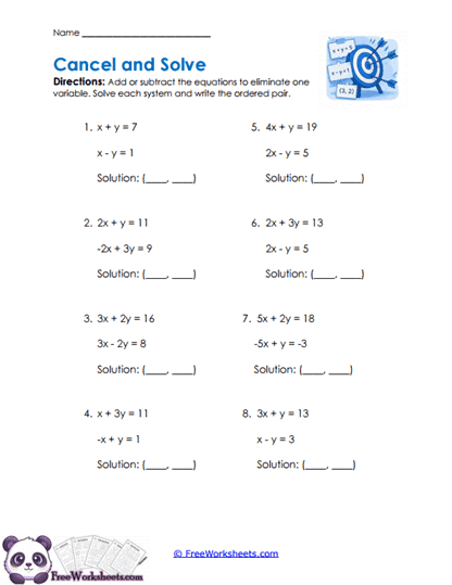 Elimination Moves Worksheet