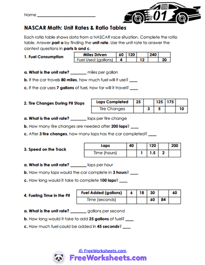 Track Rates Worksheet