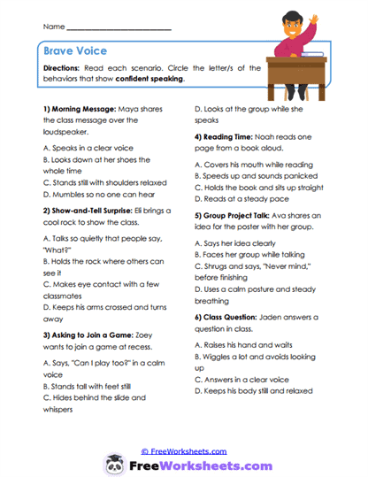 Brave Voice Worksheet