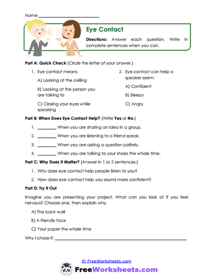 Eye Contact Worksheet