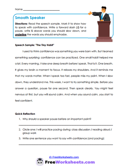 Smooth Speaker Worksheet