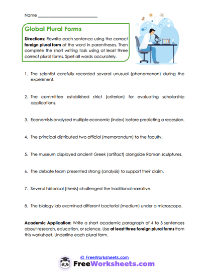 Plural Precision Worksheet