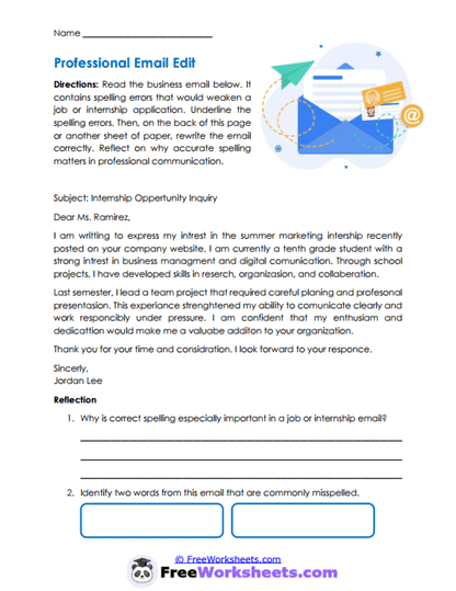 Science Spelling Worksheet