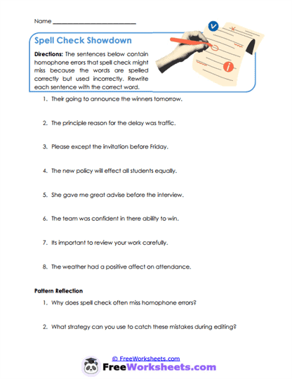 Spelling Patterns Worksheet