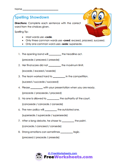 Spelling Precision Worksheet