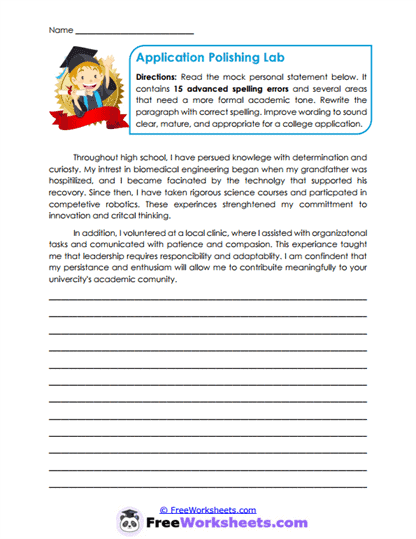 Application Polish Worksheet