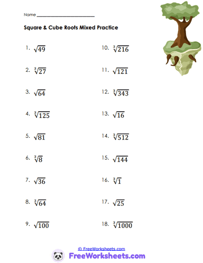 Mixed Roots Worksheet