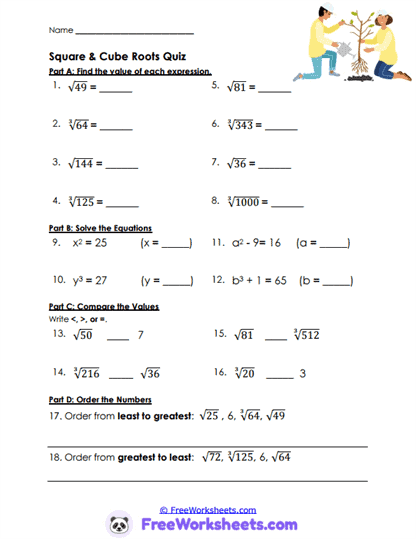 Root Review Worksheet