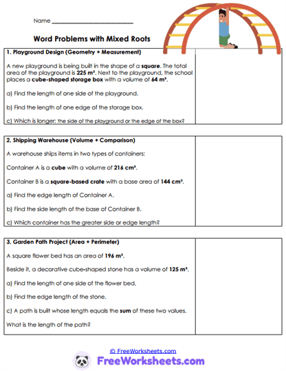 Root Applications Worksheet