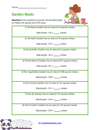 Garden Sides Worksheet