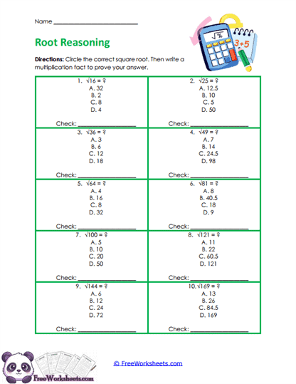Root Proof Worksheet