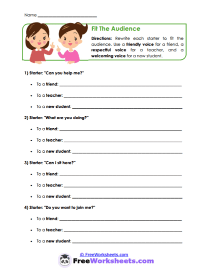 Fit The Audience Worksheet