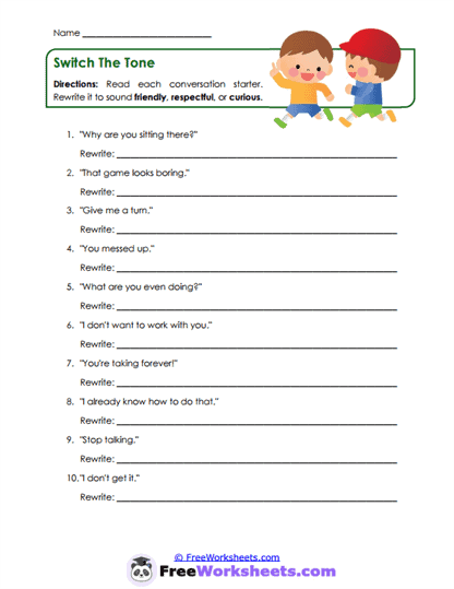 Switch The Tone Worksheet