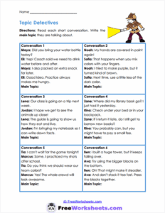 Topic Detectives Worksheet - FreeWorksheets.Com