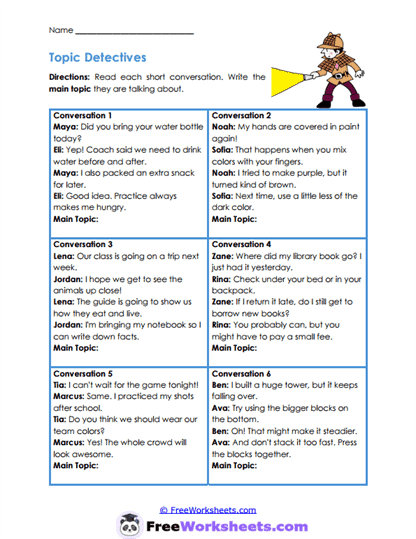 Topic Detectives Worksheet