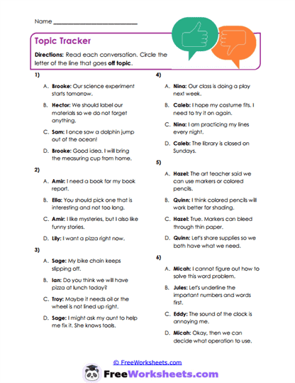 Topic Tracker Worksheet
