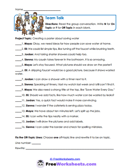 Team Talk Worksheet