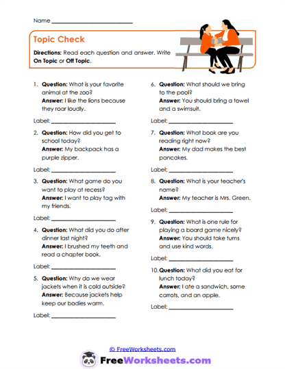Topic Check Worksheet
