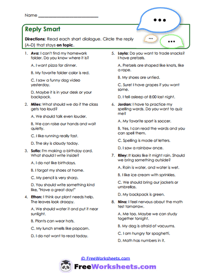 Reply Smart Worksheet