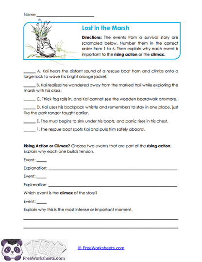 Lost in the Marsh Worksheet