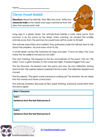 Character Evidence Worksheet
