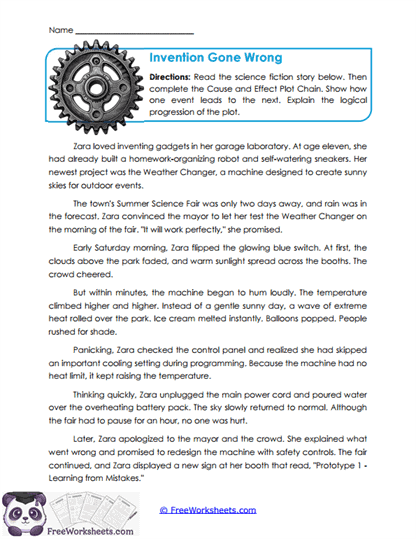 Invention Gone Wrong Worksheet