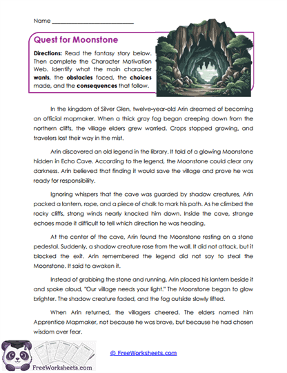 Quest for Moonstone Worksheet