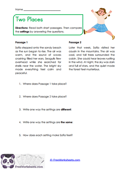 Two Places Worksheet