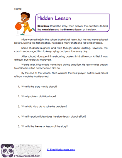 Hidden Lesson Worksheet