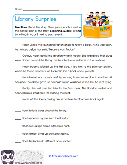 Library Surprise Worksheet