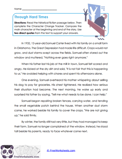 Through Hard Times Worksheet