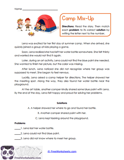 Camp Mix-Up Worksheet