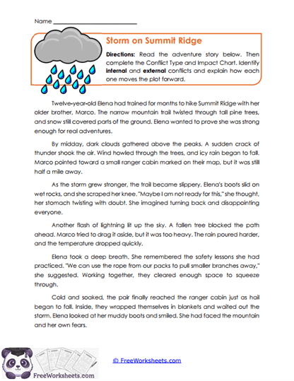 Storm on Summit Ridge Worksheet