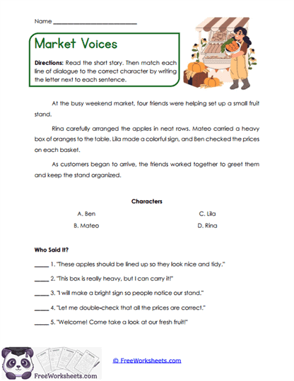 Market Voices Worksheet