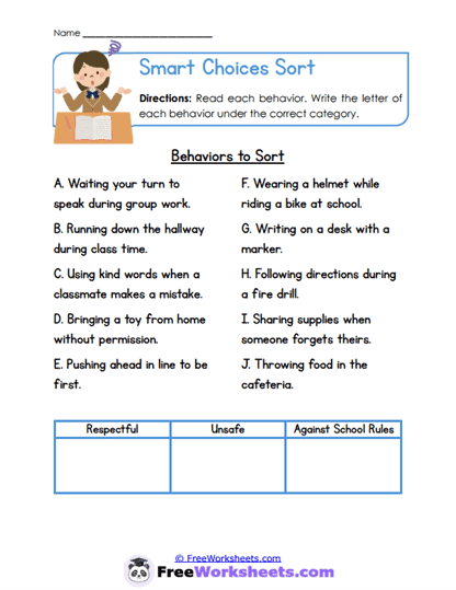 Choice Sort Worksheet