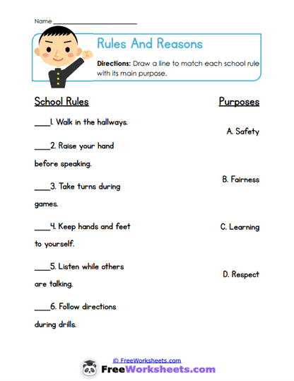 Behavior Reasons Worksheet