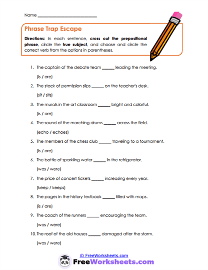 Phrase Traps Worksheet