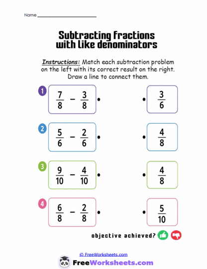 Difference Match Worksheet