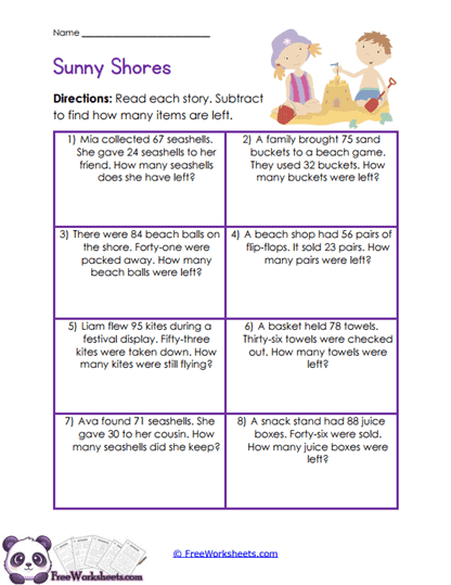 Beach Day Differences Worksheet