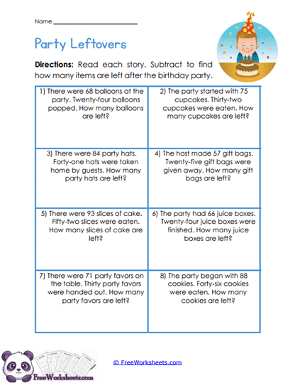 Birthday Leftovers Worksheet