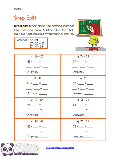 Break Apart Subtraction Worksheet