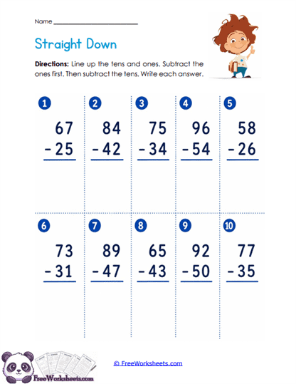Vertical Differences Worksheet