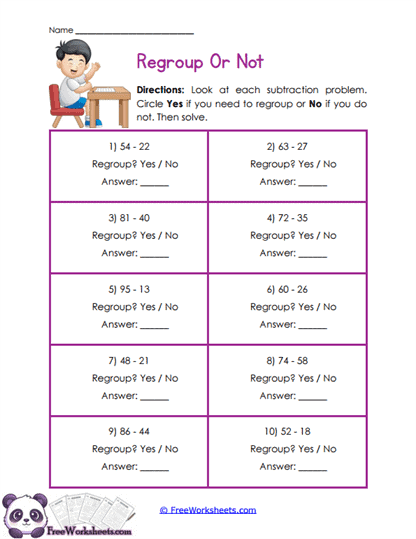 Regrouping Decision Worksheet