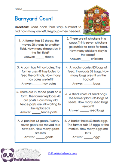 Farmyard Leftovers Worksheet