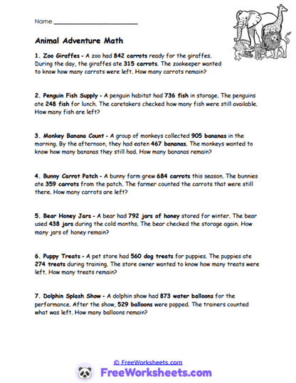 Animal Adventure Worksheet